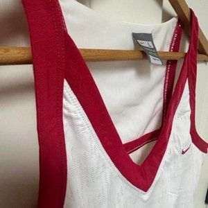 NEW! NIKE DRI-FIT ACTIVE RACERBACK TANK TOP ~Red & White ~Womens Size L 12-14